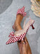 Escarpins à nœud vintage rouge à carreaux