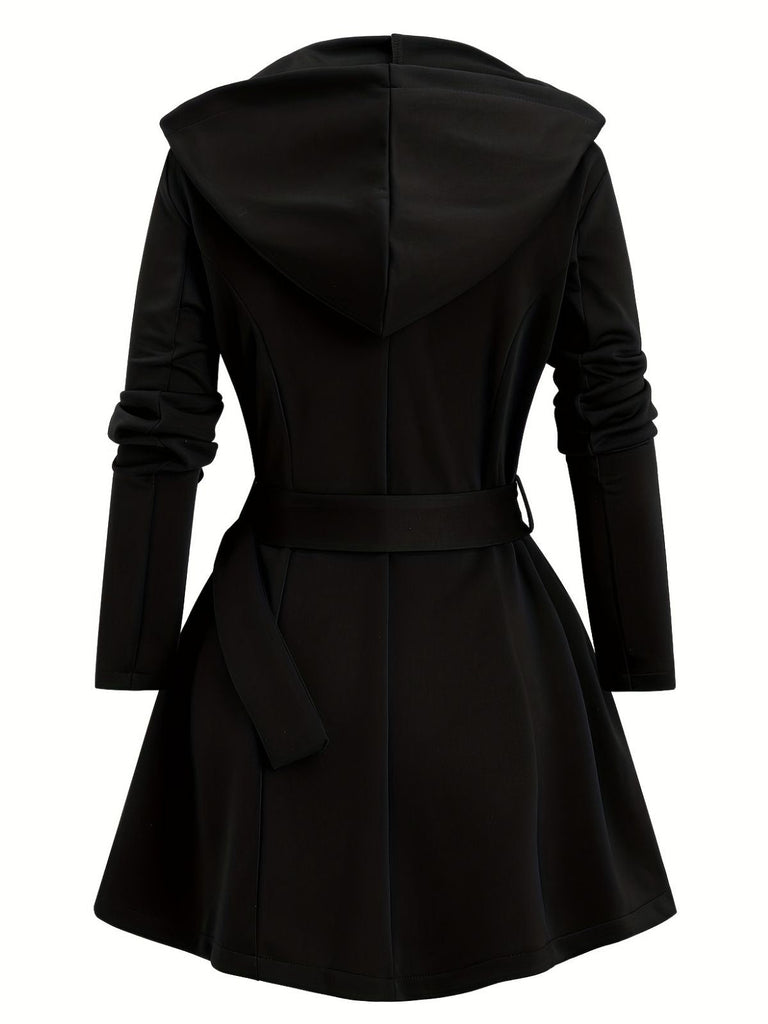 Veste midi punk à capuche et ceinture zippée années 1960