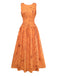 Robe Orange Coton Sans Manches Imprimée Ajustée Années 1930