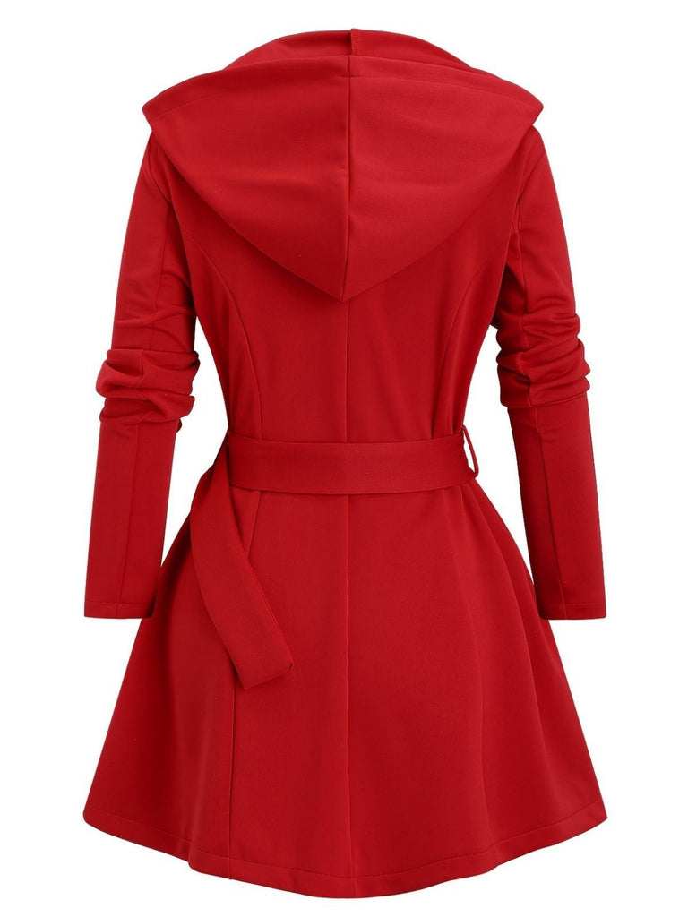 Veste midi punk à capuche et ceinture zippée années 1960