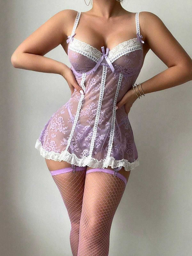 Nuisette en dentelle patchwork corset 1960s
