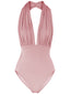 Maillot de Bain Une Pièce Rétro Décolleté Plongeant Rouge