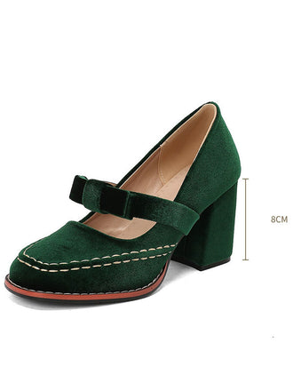 Escarpins Mary Jane en daim uni avec nœud