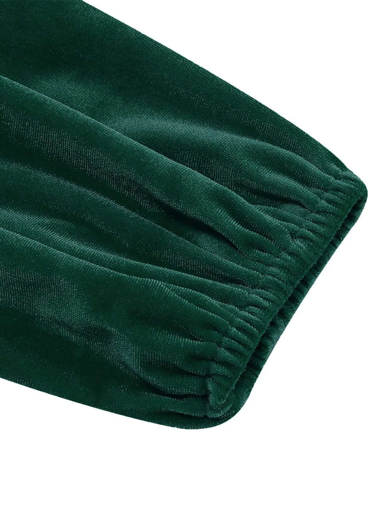 Robe de Noël en velours col carré manches longues des années 1950