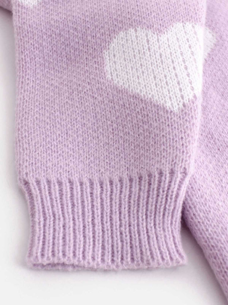 Cardigan en maille à imprimé cœur style Saint-Valentin années 1950