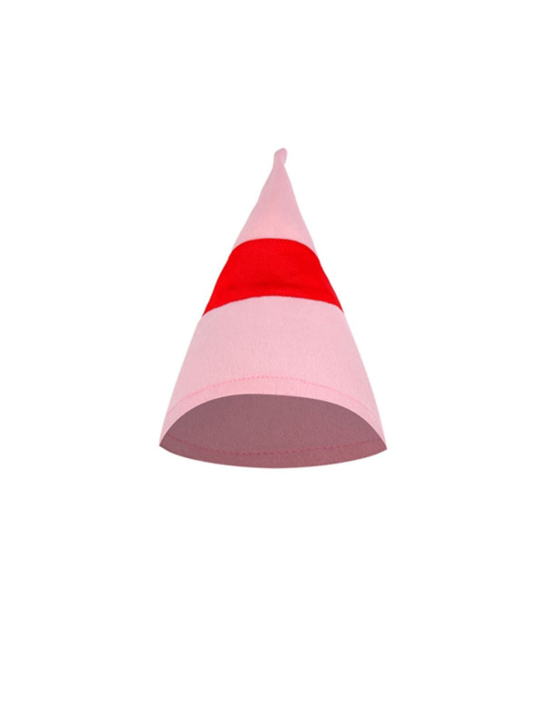 Ensemble robe rose à bordure peluche elfe de Noël années 1950