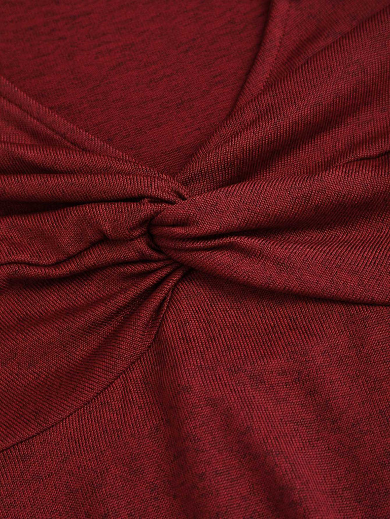 Haut tunique à capuche gothique rouge à ourlet asymétrique des années 1980