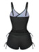 Tankini noirs à lacets uni à motif floral années 1950