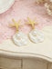Boucles d'oreilles pendantes en coquillage d'étoile de mer doré perle