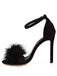 Escarpins à bride en daim et plumes