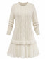 Robe pull beige plissée en maille torsadée unie des années 1940