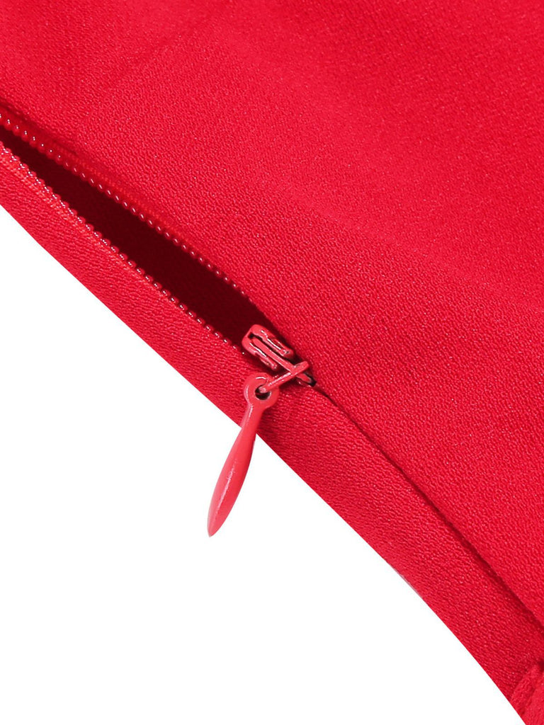 Robe Ceinturée Nœud Papillon Col Pois Années 1950