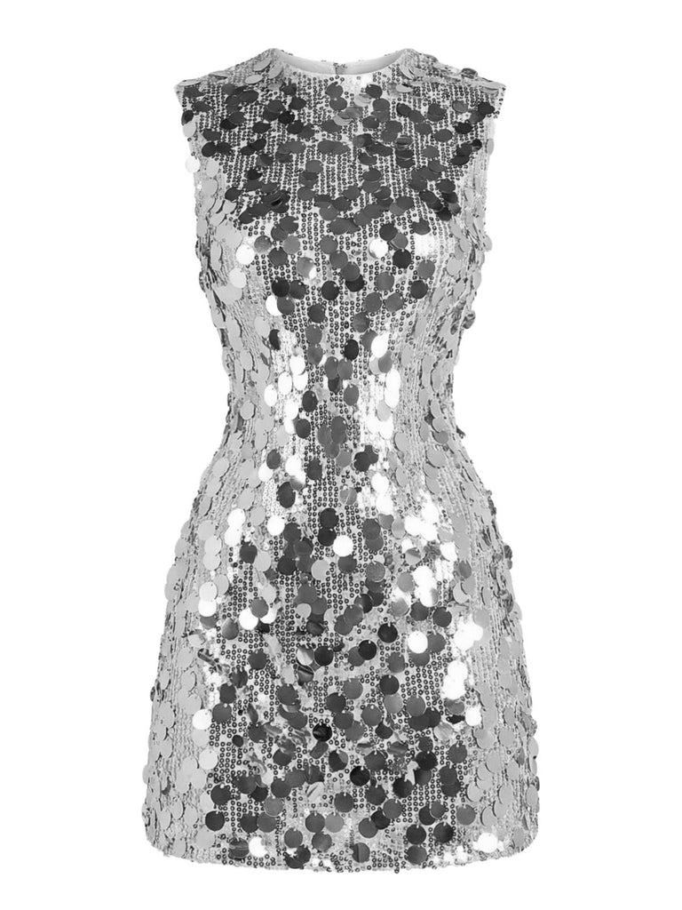 Robe de soirée disco sans manches à paillettes Y2K