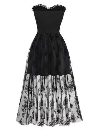 Robe corset tube noire gothique en maille années 1970