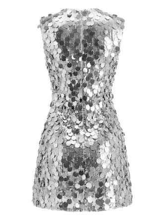 Robe de soirée disco Argent sans manches à paillettes Y2K