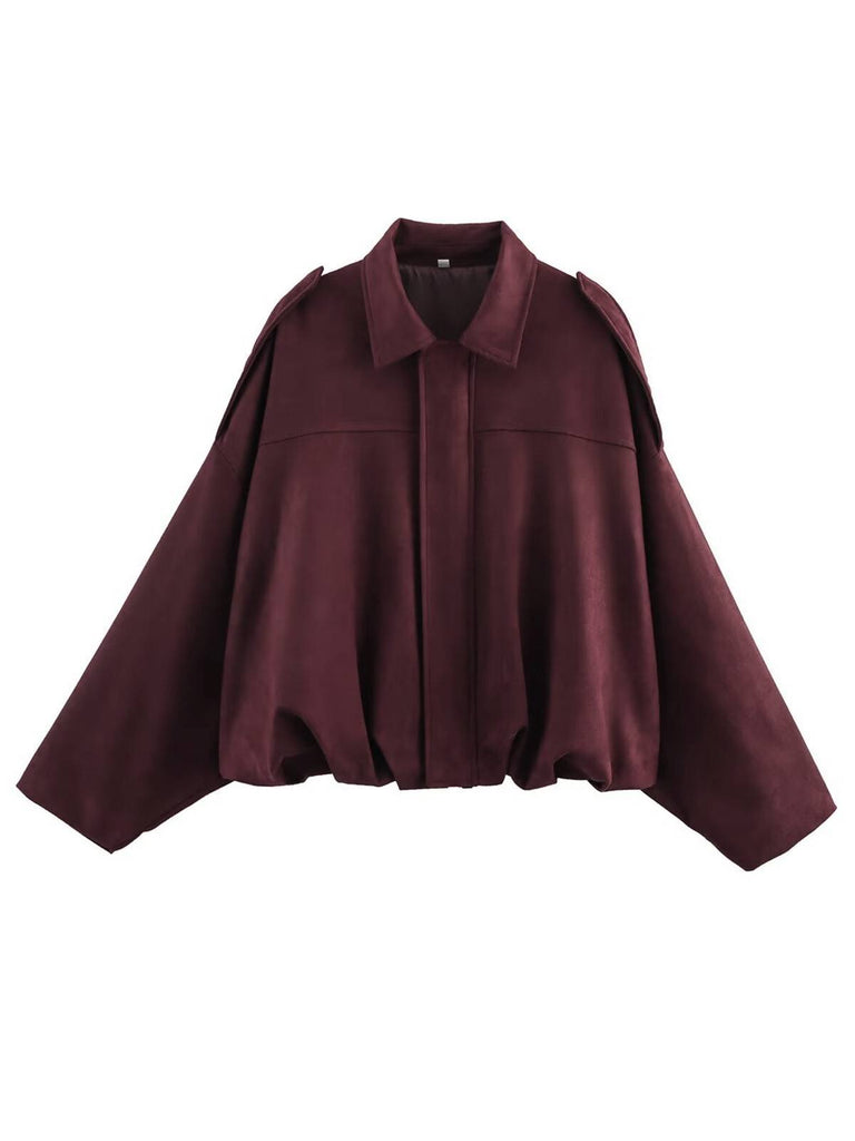 Veste surdimensionnée en daim à revers années 1980