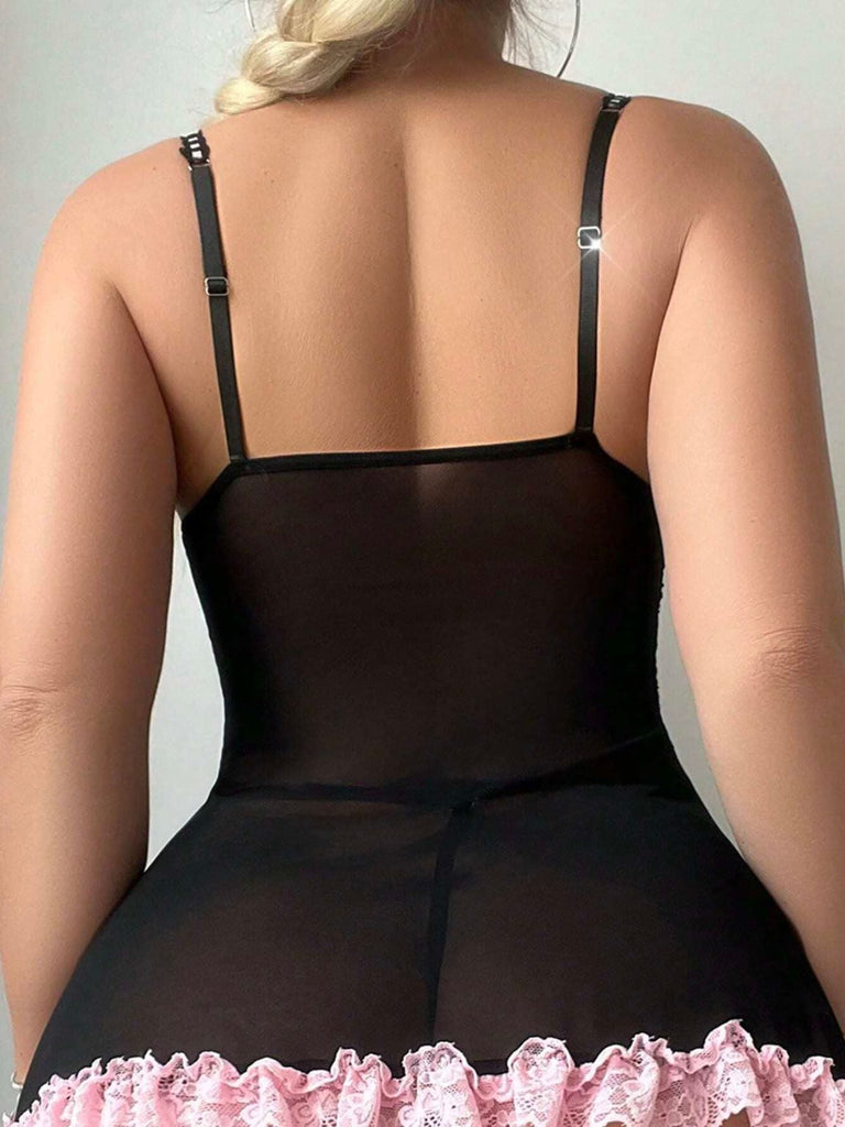 Nuisette en dentelle patchwork corset des années 1960