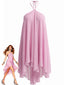 Robe babydoll en mousseline unie multicouche années 1970