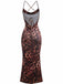 Robe à bretelles spaghetti dos nu à imprimé léopard années 1930