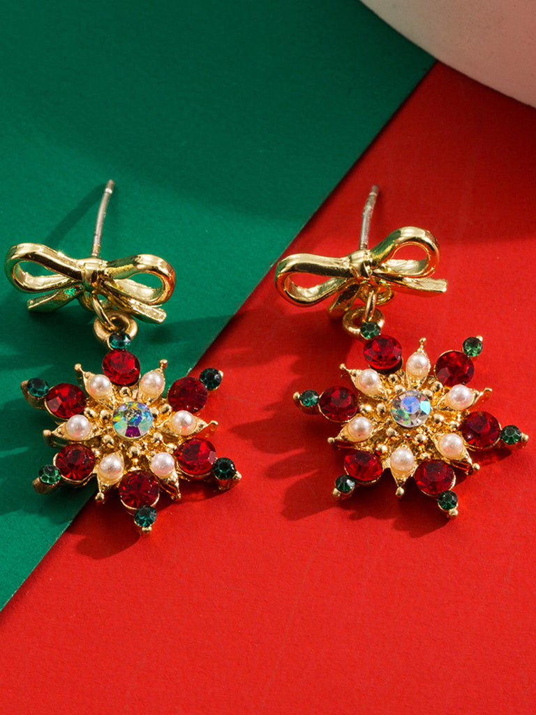 Boucles d'oreilles pendantes ange clochette de Noël flocon de neige