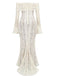 Robe sirène maxi en dentelle à épaules dénudées et manches évasées années 1930