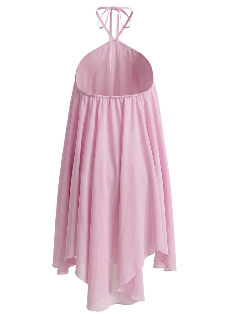 Robe babydoll en mousseline unie multicouche années 1970