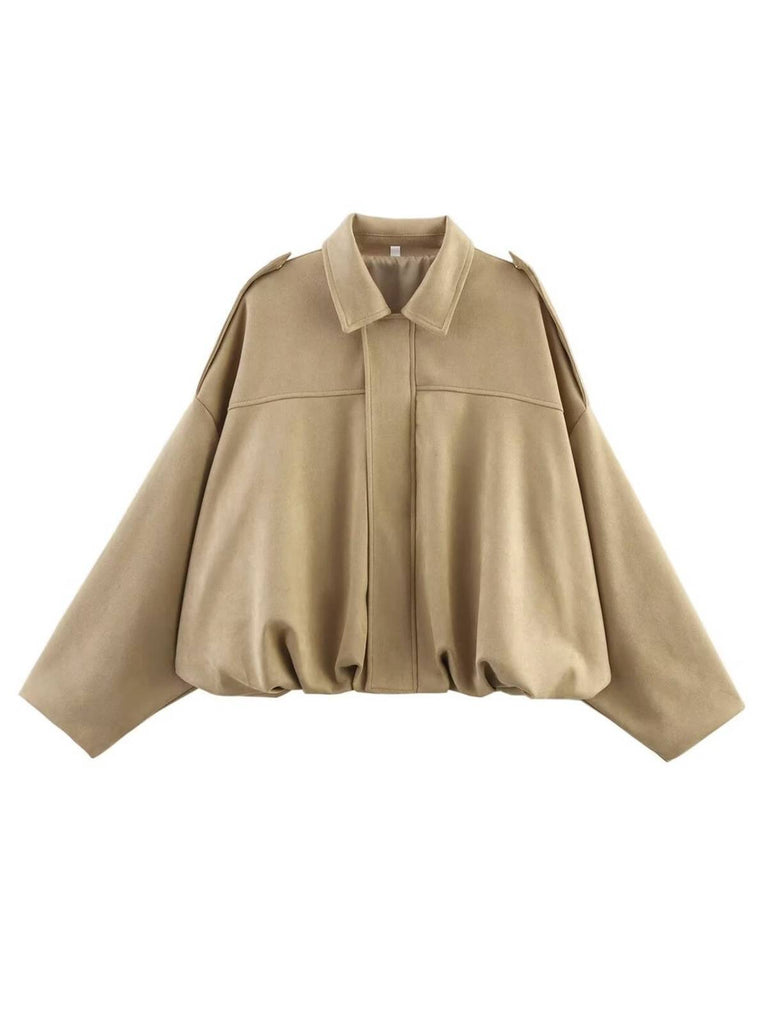 Veste surdimensionnée en daim à revers années 1980