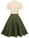 Robe boutonnée kaki style Blanche-Neige années 1950