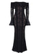 Robe sirène maxi en dentelle à épaules dénudées et manches évasées années 1930