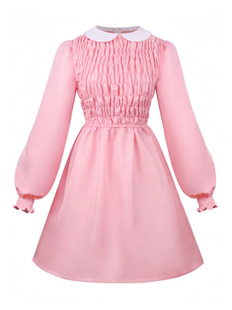 Robe rose smocks inspirée du costume d'Eleven dans Stranger Things années 1980