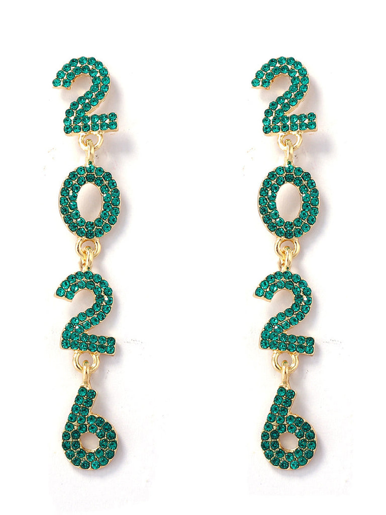 Boucles d'oreilles pendantes strass 2026 colorées pour le Nouvel An