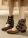 Bottes à bout rond petit talon épais et ajourées