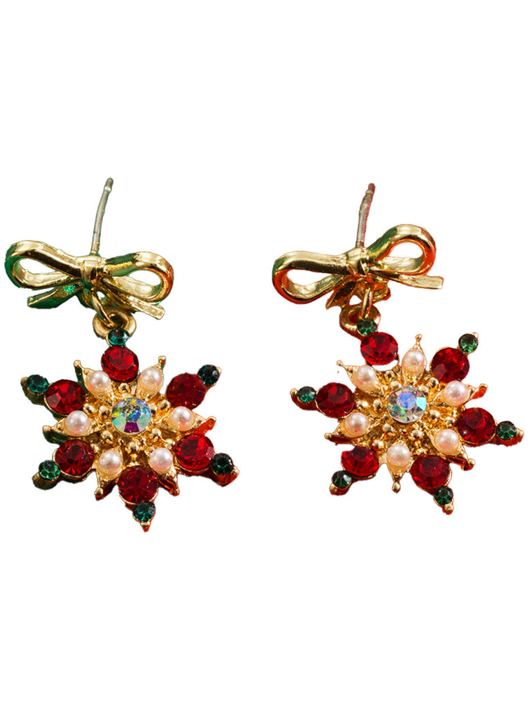 Boucles d'oreilles pendantes ange clochette de Noël flocon de neige