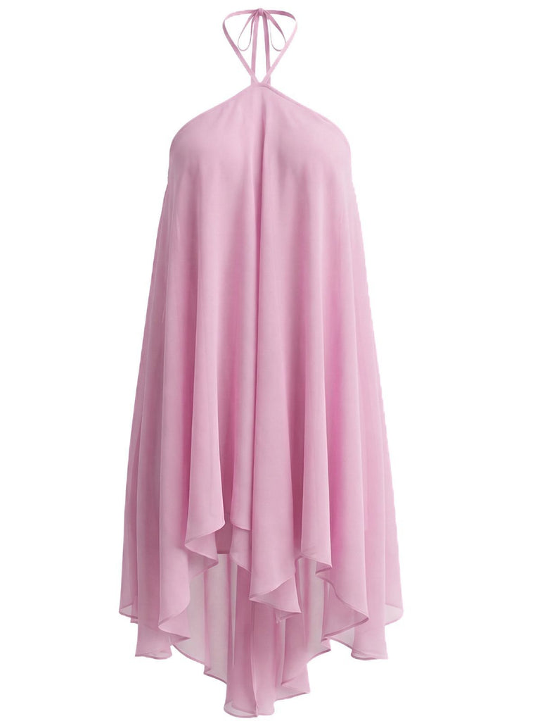 Robe babydoll en mousseline unie multicouche années 1970