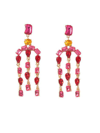 Boucles d'oreilles vintage en cristal et diamants en cascade