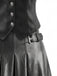 2PCS Gilet court noir PU à col V et jupe années 1970