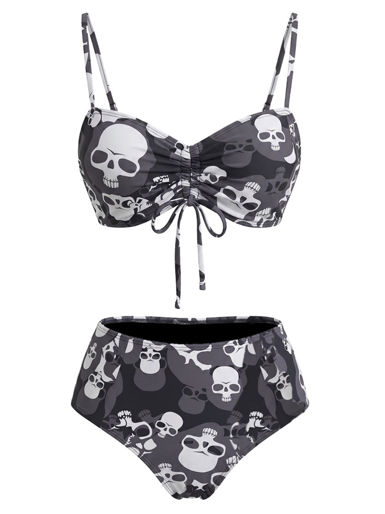 Ensemble Bikini À Crâne Gothique Noir Années 1980