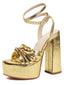 Chaussures à talons hauts métallisées disco à plateforme