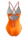 Maillot de bain une pièce à bretelles découpées color block années 1970