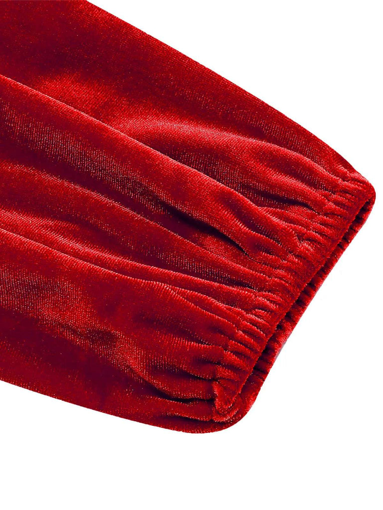 Robe de Noël en velours col carré manches longues des années 1950