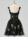 Robe courte en dentelle florale brodée années 1970