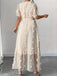 Robe Florale à Pois Col V Ceinturée Cache-Cœur Beige Années 1970 6