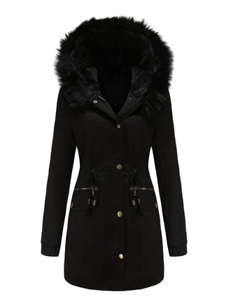 Manteau Années 50 Garnie de Fourrure Synthétique à Boucle