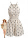 Combishort Halter Sans Manches Smockée Beige Années 1950