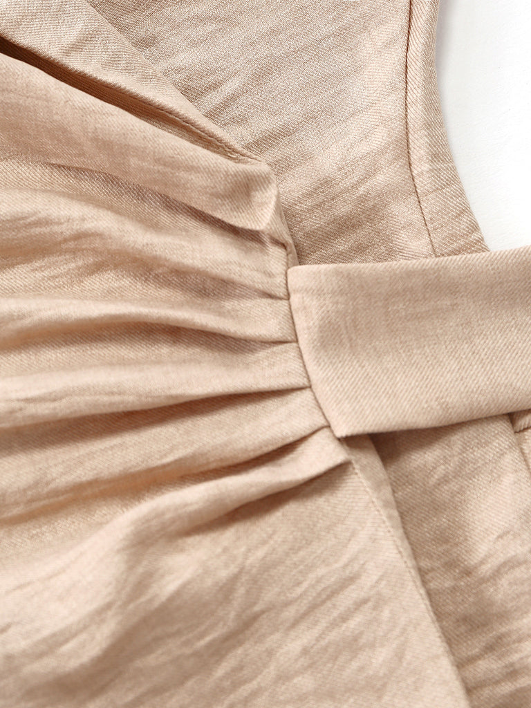 Beige Uni Ensemble Gilet & Short Set Années 1960 6