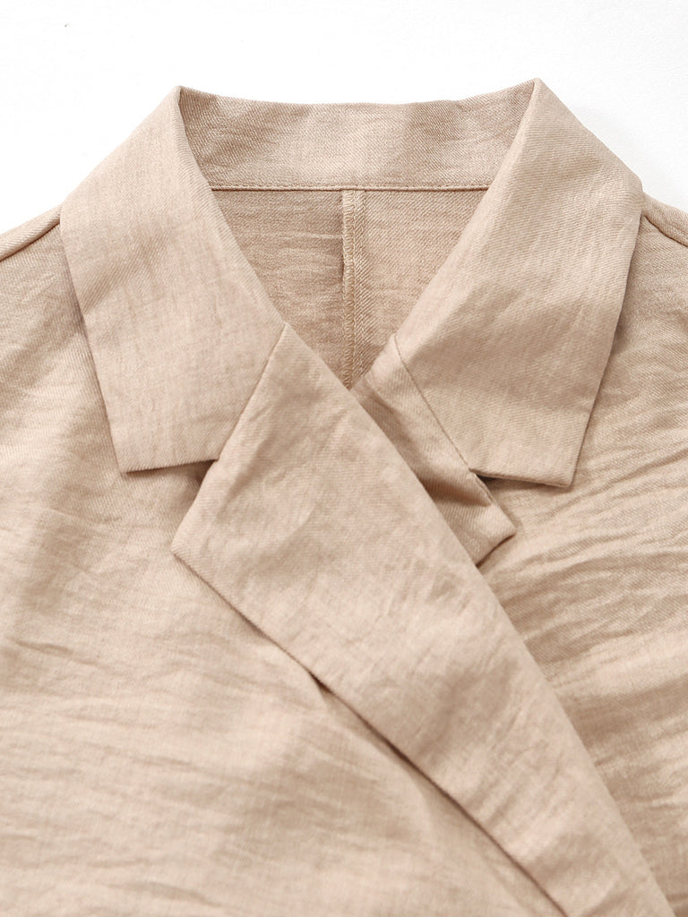 Beige Uni Ensemble Gilet & Short Set Années 1960 4