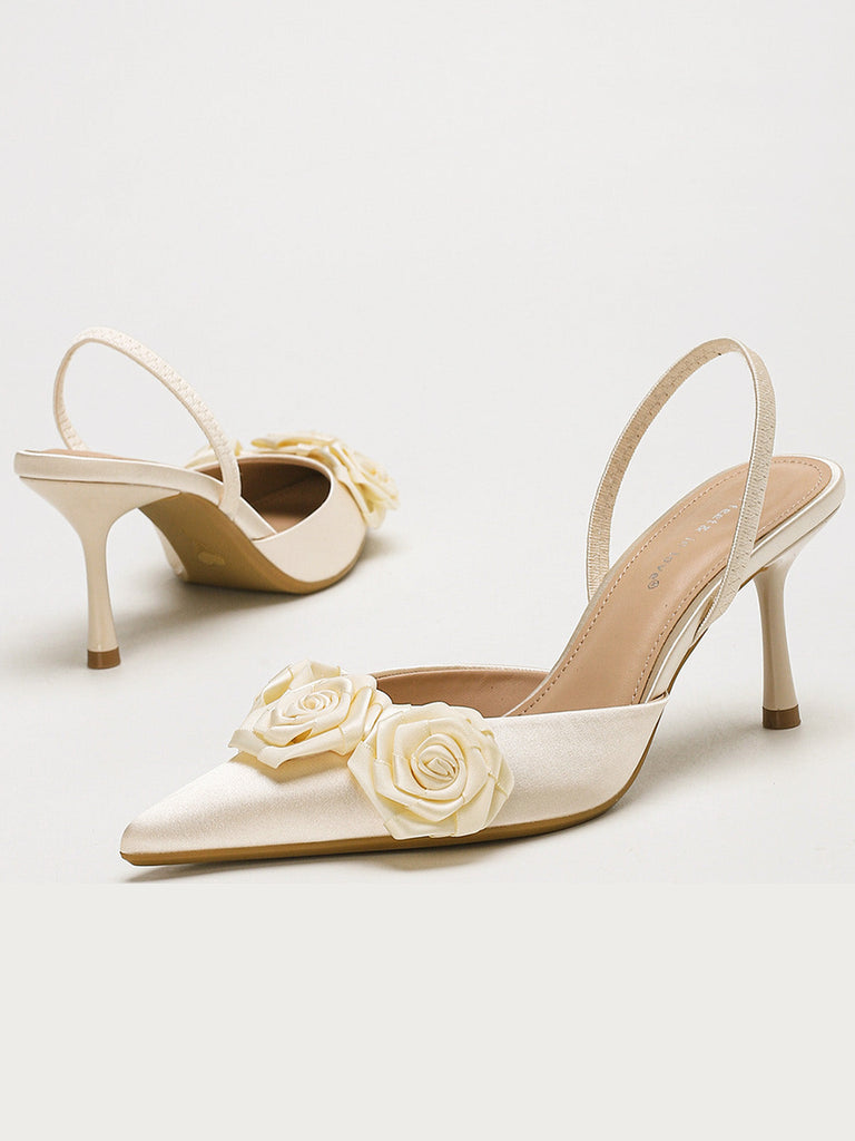Vintage Rose 3D Bout Pointu Talon Haut Escarpins 10