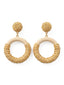 Boucles D'oreilles Pendantes Anneaux Bois Rétro Beige