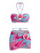 Ensemble 2 Pièces Bikini Dos-Nu Floral & Cache-Maillot Moulant Années 1960