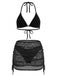 Bikini col halter unie et cache-maillot crochet